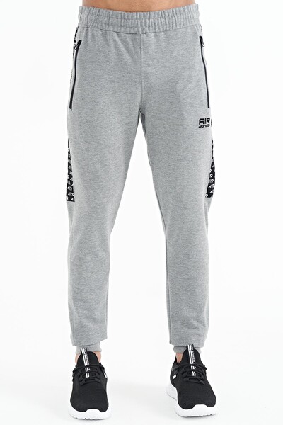 Tommylife Wholesale Noah Standard Fit Men's Jogger Sweatpants 84936 Gray Melange - Thumbnail