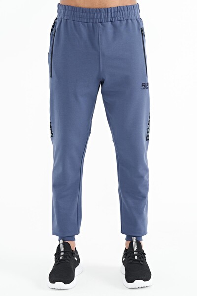 Tommylife Wholesale Noah Standard Fit Men's Jogger Sweatpants 84936 Petrol Blue - Thumbnail