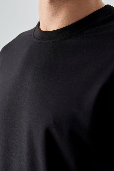 Tommylife Wholesale Crew Neck Standard Fit Basic Men's Sweatshirt 88363 Black - Thumbnail