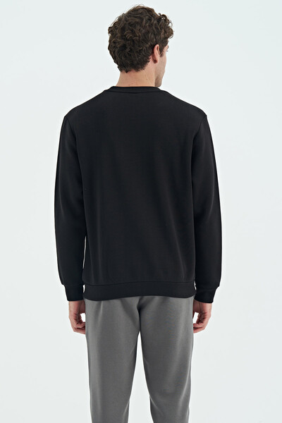 Tommylife Wholesale Omar Crew Neck Standard Fit Basic Men's Sweatshirt 88137 Black - Thumbnail