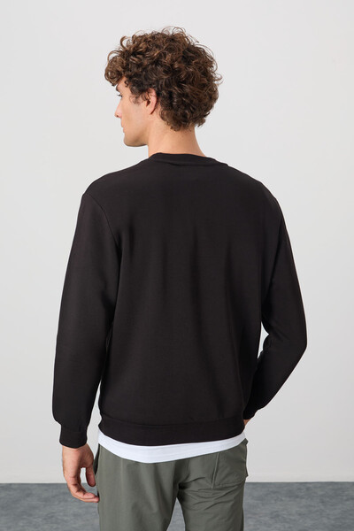 Tommylife Wholesale Omar Crew Neck Standard Fit Basic Men's Sweatshirt 88137 Black - Thumbnail