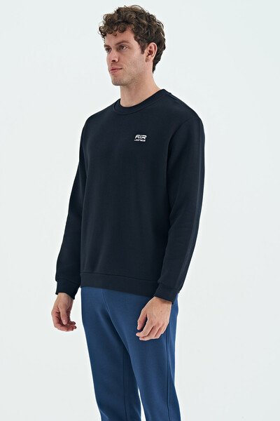 Tommylife Wholesale Omar Crew Neck Standard Fit Basic Men's Sweatshirt 88137 Navy Blue - Thumbnail