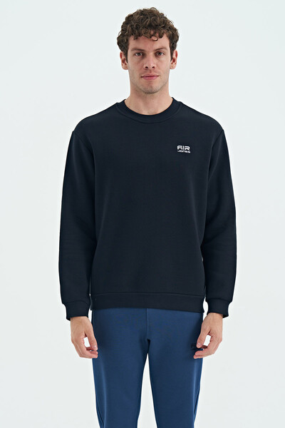 Tommylife Wholesale Omar Crew Neck Standard Fit Basic Men's Sweatshirt 88137 Navy Blue - Thumbnail