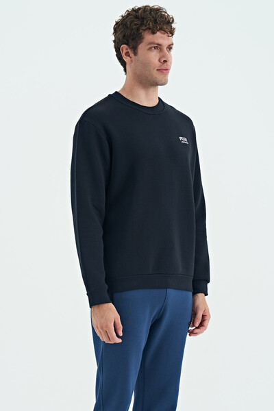 Tommylife Wholesale Omar Crew Neck Standard Fit Basic Men's Sweatshirt 88137 Navy Blue - Thumbnail