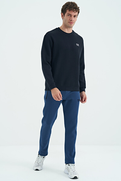 Tommylife Wholesale Omar Crew Neck Standard Fit Basic Men's Sweatshirt 88137 Navy Blue - Thumbnail