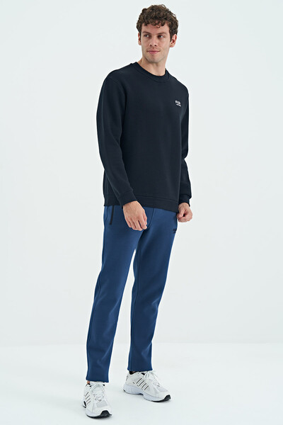 Tommylife Wholesale Omar Crew Neck Standard Fit Basic Men's Sweatshirt 88137 Navy Blue - Thumbnail