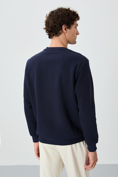 Tommylife Wholesale Omar Crew Neck Standard Fit Basic Men's Sweatshirt 88137 Navy Blue - Thumbnail