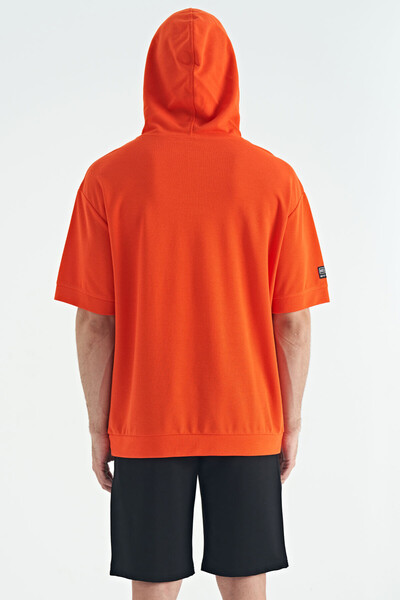 Tommylife Wholesale Orange Kangaroo Pocket Hooded Men's T-Shirt - 88195 - Thumbnail