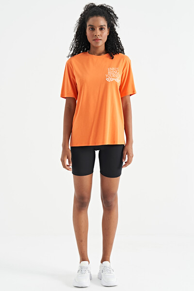 Tommylife Wholesale Orange O-Neck Short Sleeve Oversize Women's T-shirt - 02267 - Thumbnail