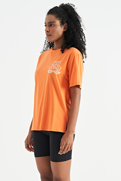 Tommylife Wholesale Orange O-Neck Short Sleeve Oversize Women's T-shirt - 02267 - Thumbnail