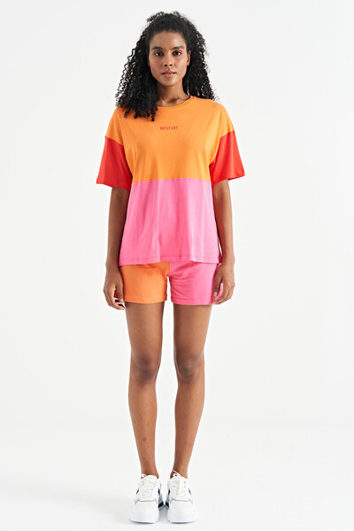 Tommylife Wholesale Orange Oversize Basic Women's T-Shirt - 02309 - Thumbnail