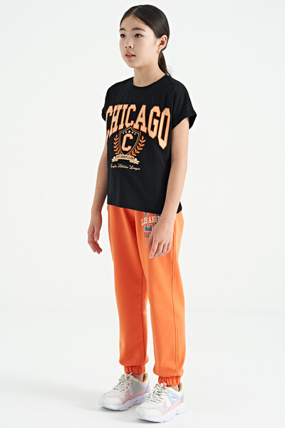 Tommylife Wholesale Orange Standard Fit Jogger Girls Sweatpants - 75120 - Thumbnail