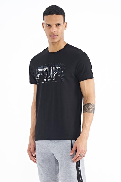 Tommylife Wholesale Oscar Crew Neck Standard Fit Printed Men's T-Shirt 88226 Black - Thumbnail