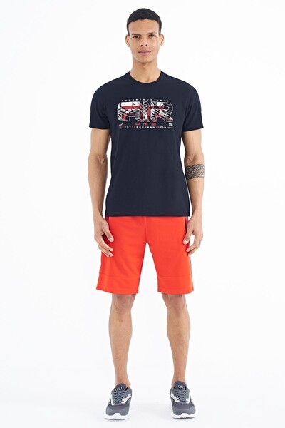 Tommylife Wholesale Oscar Crew Neck Standard Fit Printed Men's T-Shirt 88226 Navy Blue - Thumbnail