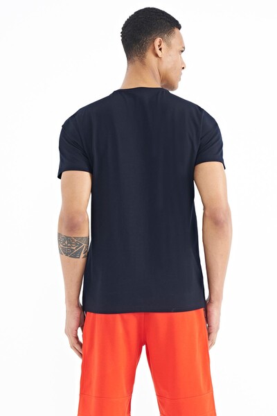 Tommylife Wholesale Oscar Crew Neck Standard Fit Printed Men's T-Shirt 88226 Navy Blue - Thumbnail