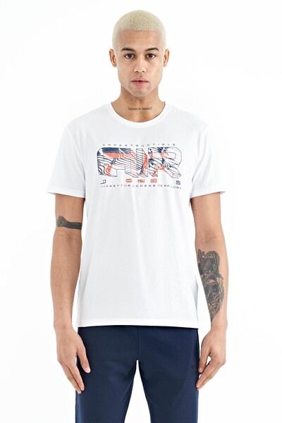 Tommylife Wholesale Oscar Crew Neck Standard Fit Printed Men's T-Shirt 88226 White - Thumbnail