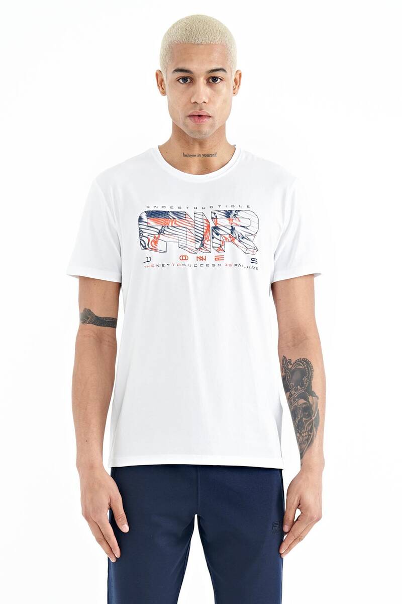 TOMMYLIFE - Tommylife Wholesale Oscar Crew Neck Standard Fit Printed Men's T-Shirt 88226 White