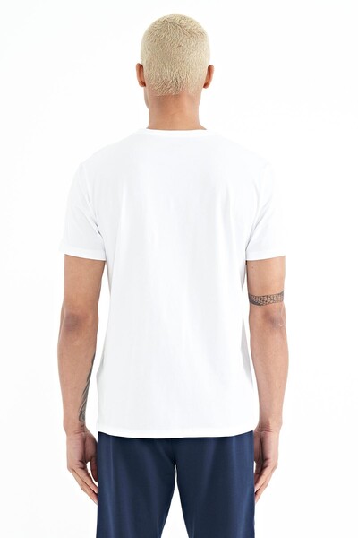 Tommylife Wholesale Oscar Crew Neck Standard Fit Printed Men's T-Shirt 88226 White - Thumbnail