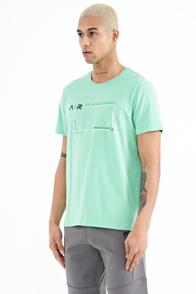 Tommylife Wholesale Otis Crew Neck Standard Fit Printed Men's T-Shirt 88228 Aqua Green - Thumbnail