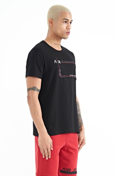 Tommylife Wholesale Otis Crew Neck Standard Fit Printed Men's T-Shirt 88228 Black - Thumbnail