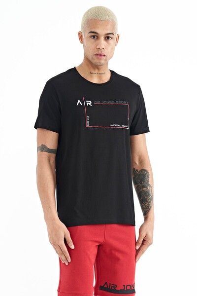 Tommylife Wholesale Otis Crew Neck Standard Fit Printed Men's T-Shirt 88228 Black - Thumbnail