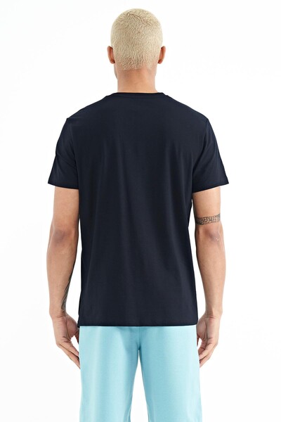 Tommylife Wholesale Otis Crew Neck Standard Fit Printed Men's T-Shirt 88228 Navy Blue - Thumbnail