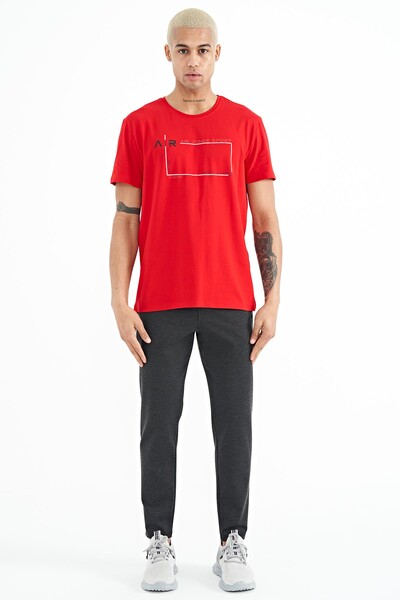 Tommylife Wholesale Otis Crew Neck Standard Fit Printed Men's T-Shirt 88228 Red - Thumbnail