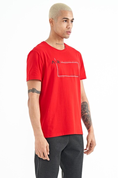 Tommylife Wholesale Otis Crew Neck Standard Fit Printed Men's T-Shirt 88228 Red - Thumbnail