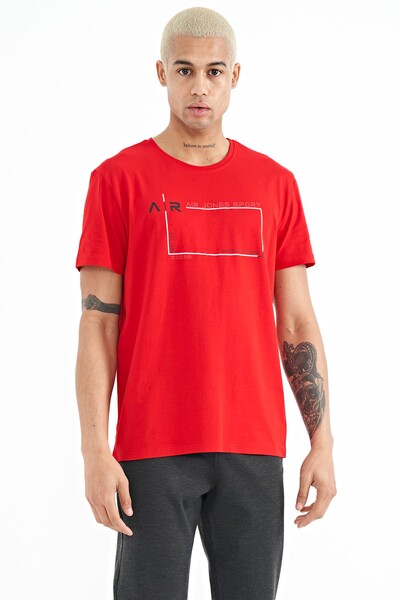 Tommylife Wholesale Otis Crew Neck Standard Fit Printed Men's T-Shirt 88228 Red - Thumbnail