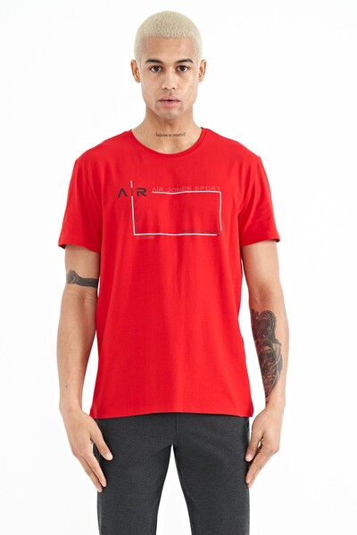 Tommylife Wholesale Otis Crew Neck Standard Fit Printed Men's T-Shirt 88228 Red - Thumbnail