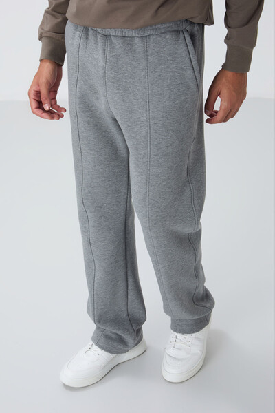 Tommylife Wholesale Oversize Basic Men's Sweatpants 82146 Gray Melange - Thumbnail