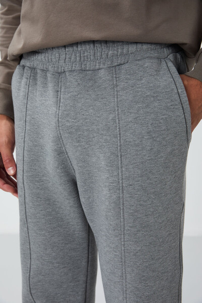 Tommylife Wholesale Oversize Basic Men's Sweatpants 82146 Gray Melange - Thumbnail