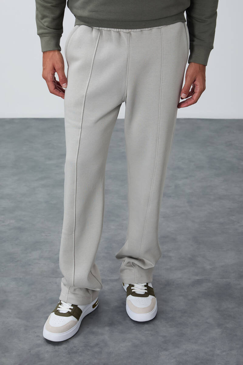 TOMMYLIFE - Tommylife Wholesale Oversize Basic Men's Sweatpants 82146 Stone