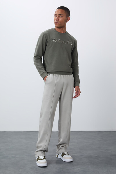 Tommylife Wholesale Oversize Basic Men's Sweatpants 82146 Stone - Thumbnail