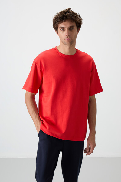 Tommylife Wholesale Oversize Basic Men's T-Shirt Tracksuit Set 85251 Fiesta - Navy Blue - Thumbnail