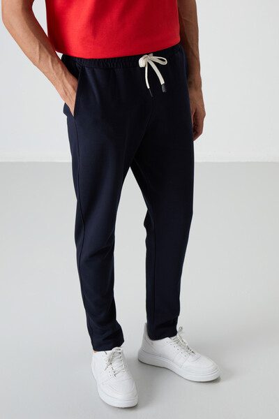 Tommylife Wholesale Oversize Basic Men's T-Shirt Tracksuit Set 85251 Fiesta - Navy Blue - Thumbnail