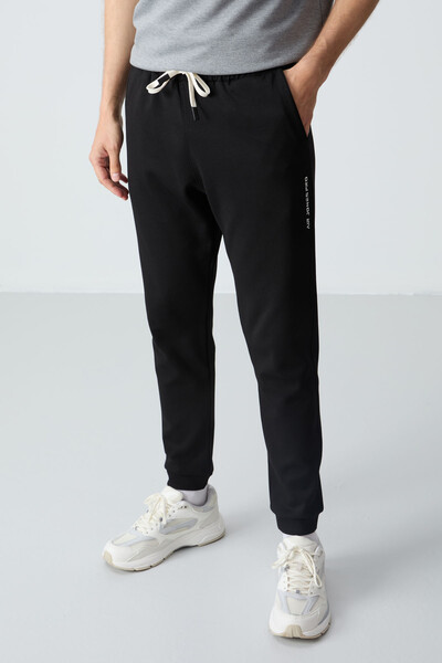 Tommylife Wholesale Oversize Basic Men's T-Shirt Tracksuit Set 85261 Gray Melange - Black - Thumbnail