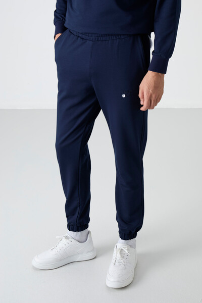 Tommylife Wholesale Oversize Crew Neck Men's Tracksuit Set 85120 Indigo - Thumbnail