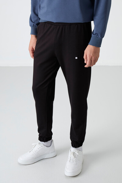 Tommylife Wholesale Oversize Crew Neck Men's Tracksuit Set 85120 Petrol - Black - Thumbnail