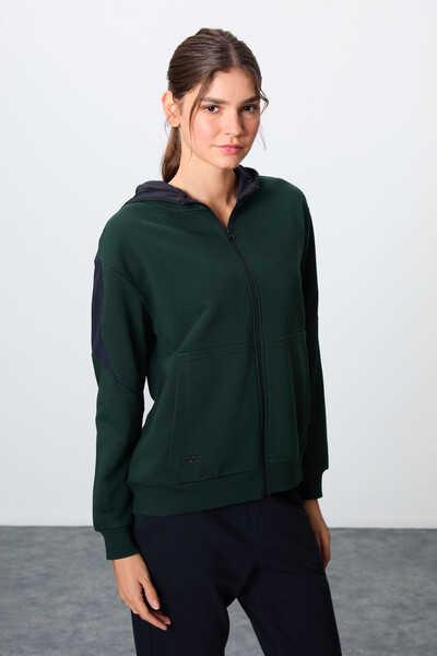 Tommylife Wholesale Oversize Hooded Jogger Women's Tracksuit Set 95343 Pine Green - Navy Blue - Thumbnail