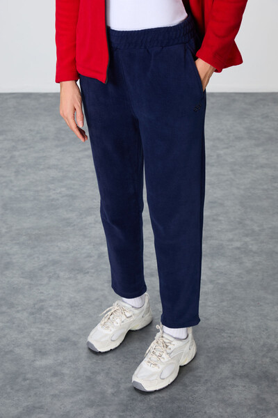 Tommylife Wholesale Oversize Stand Collar Women's Fleece Tracksuit Set 95339 Red - Navy Blue - Thumbnail