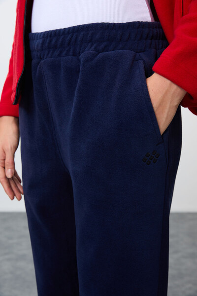 Tommylife Wholesale Oversize Stand Collar Women's Fleece Tracksuit Set 95339 Red - Navy Blue - Thumbnail