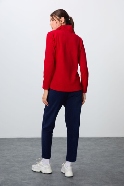 Tommylife Wholesale Oversize Stand Collar Women's Fleece Tracksuit Set 95339 Red - Navy Blue - Thumbnail
