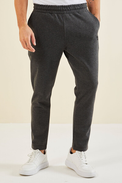 Tommylife Wholesale Perry Standard Fit Basic Men's Sweatpants 84983 Anthracite Melange - Thumbnail