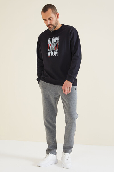 Tommylife Wholesale Perry Standard Fit Basic Men's Sweatpants 84983 Gray Melange - Thumbnail