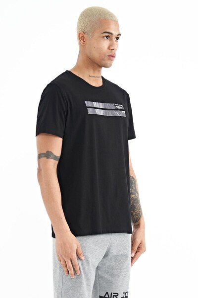 Tommylife Wholesale Peter Crew Neck Standard Fit Printed Men's T-Shirt 88204 Black - Thumbnail