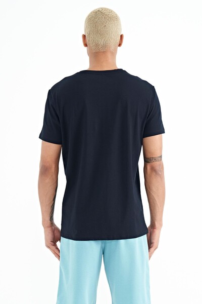 Tommylife Wholesale Peter Crew Neck Standard Fit Printed Men's T-Shirt 88204 Navy Blue - Thumbnail