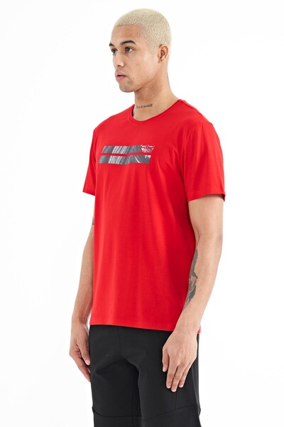 Tommylife Wholesale Peter Crew Neck Standard Fit Printed Men's T-Shirt 88204 Red - Thumbnail