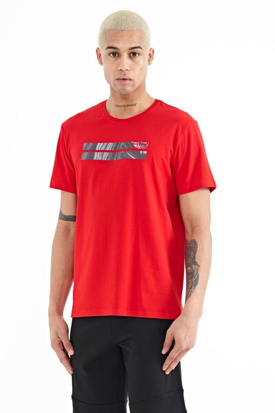 Tommylife Wholesale Peter Crew Neck Standard Fit Printed Men's T-Shirt 88204 Red - Thumbnail