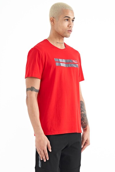 Tommylife Wholesale Peter Crew Neck Standard Fit Printed Men's T-Shirt 88204 Red - Thumbnail